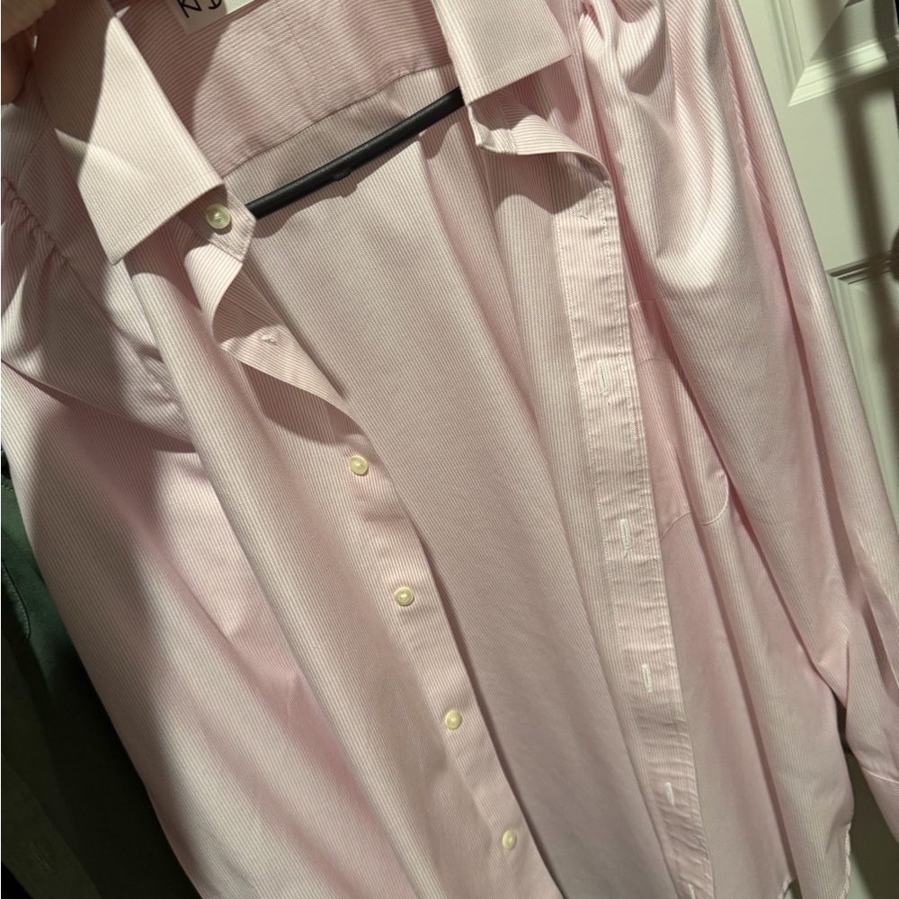 Kmj "Daisy" Button-Down Blouse - Light Pink And W… - image 5